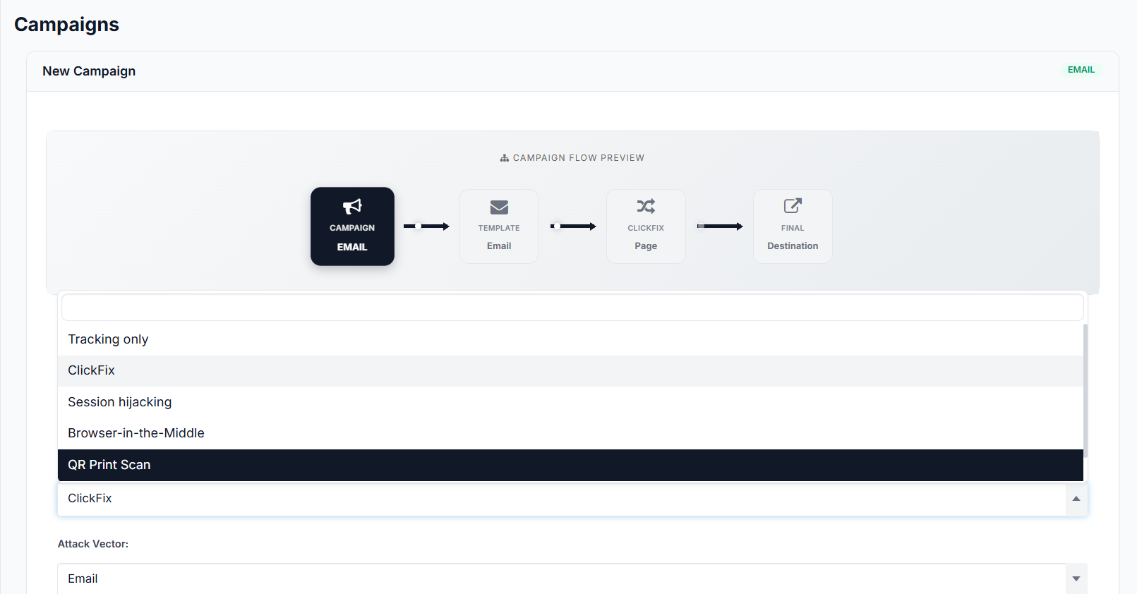 Simulate campaign builder with visual flow